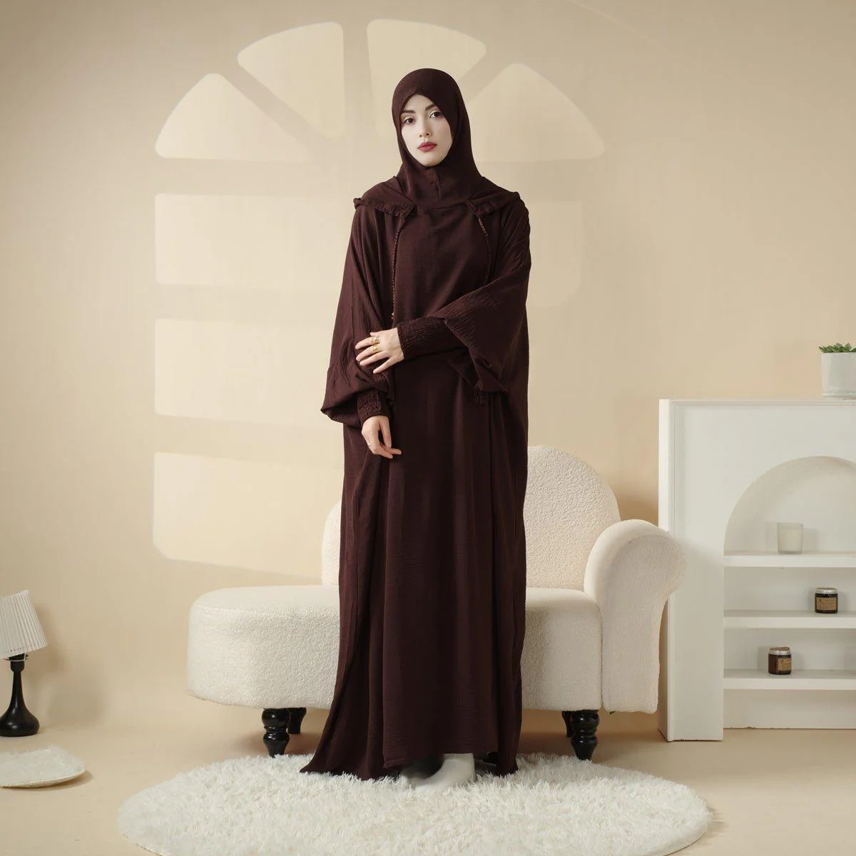 Solid Stylish Jilbab With A Hood | Crepe Jilbab With Attached Hood (MJ015) - Image 11