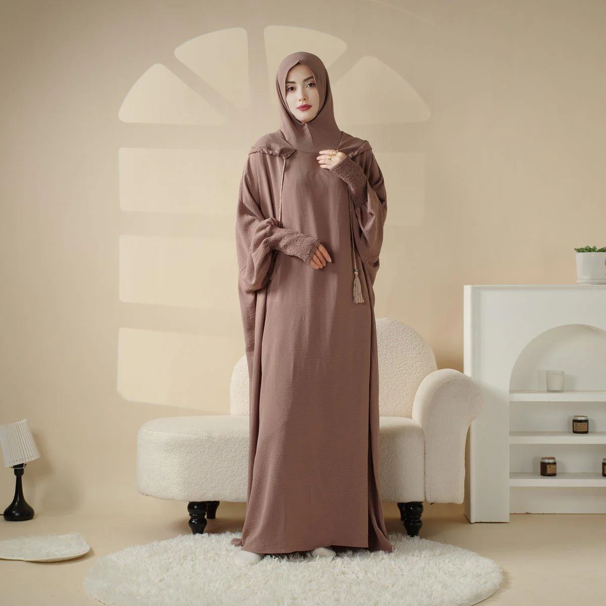 Solid Stylish Jilbab With A Hood | Crepe Jilbab With Attached Hood (MJ015) - Image 7
