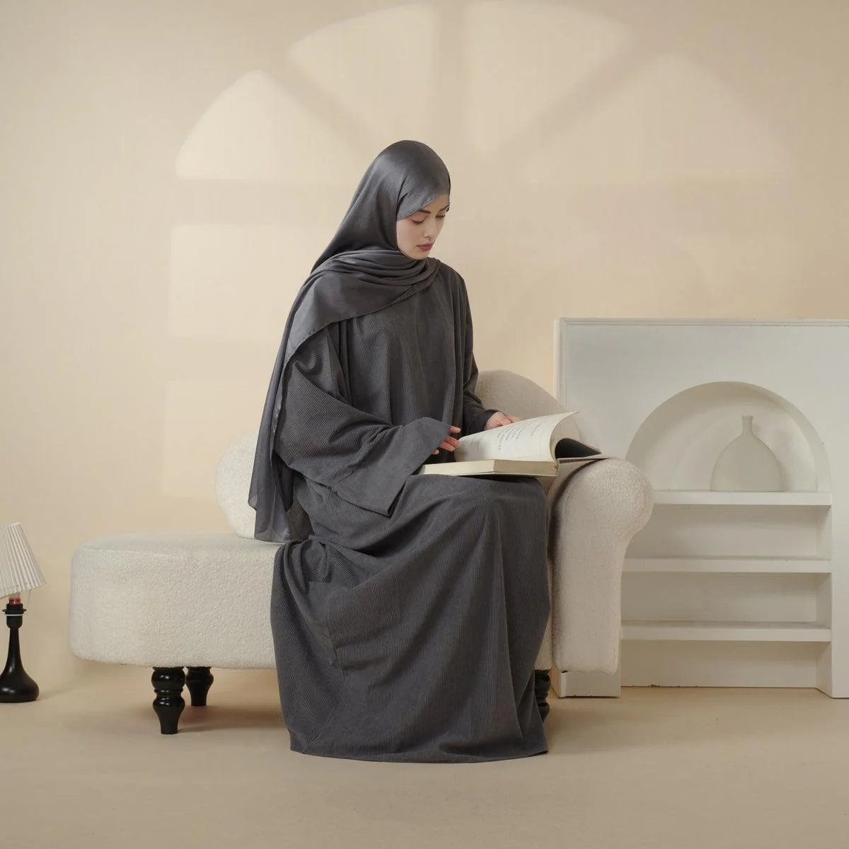 Wide Sleeve Corduroy Abaya (MA045) - Image 10