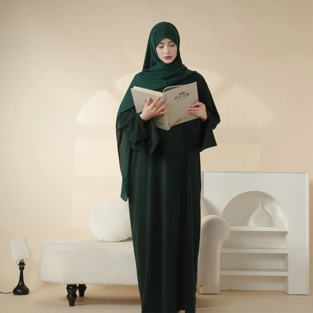 Wide Sleeve Corduroy Abaya (MA045) - Image 11