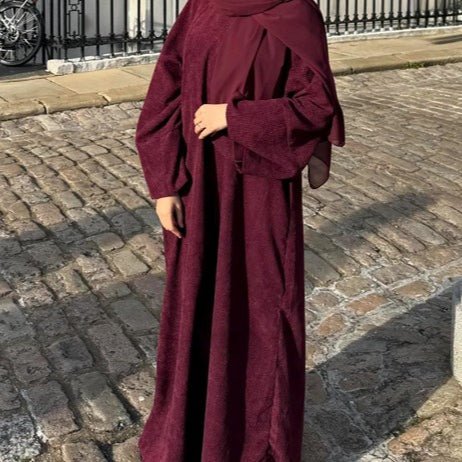 Wide Sleeve Corduroy Abaya (MA045) - Image 5