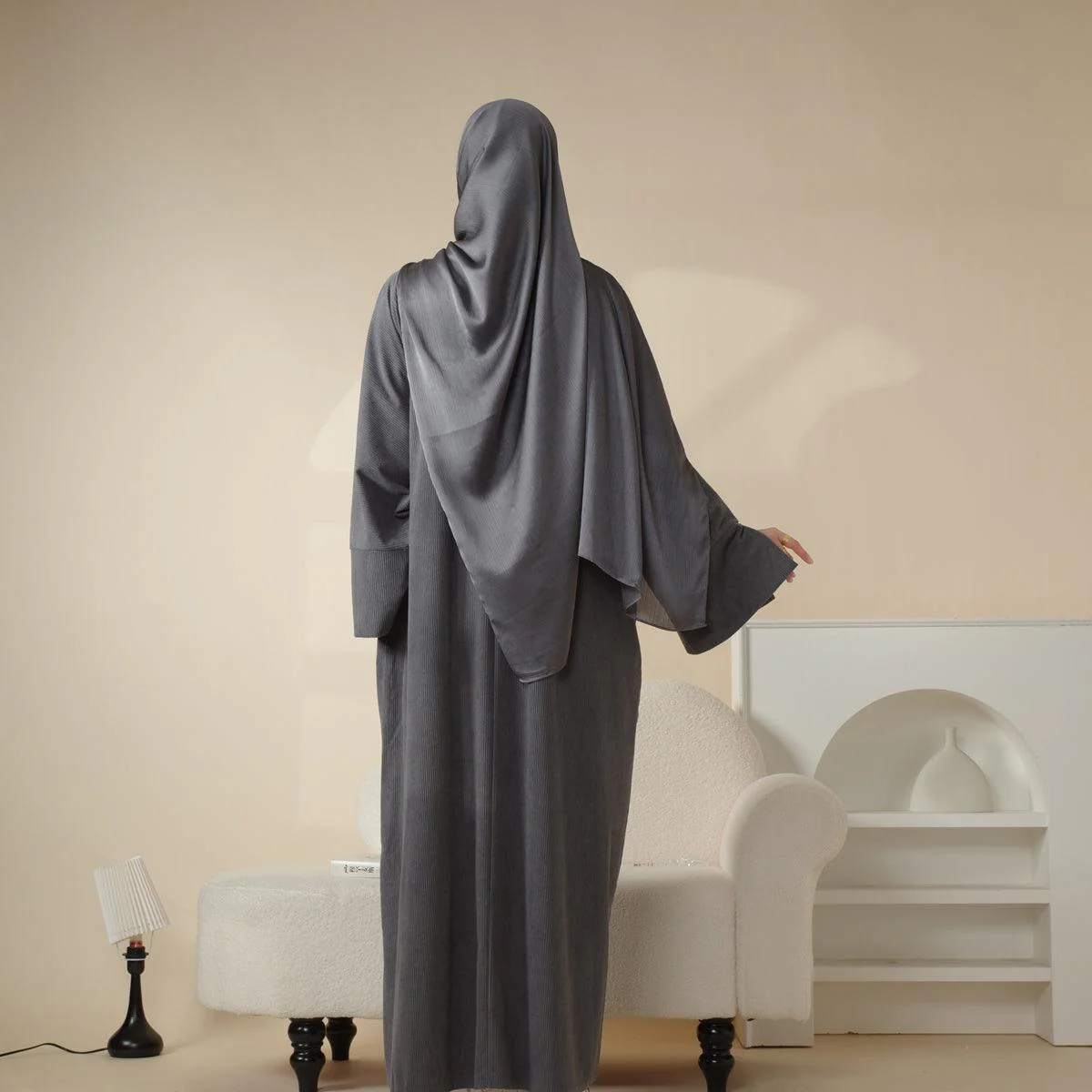 Wide Sleeve Corduroy Abaya (MA045) - Image 9